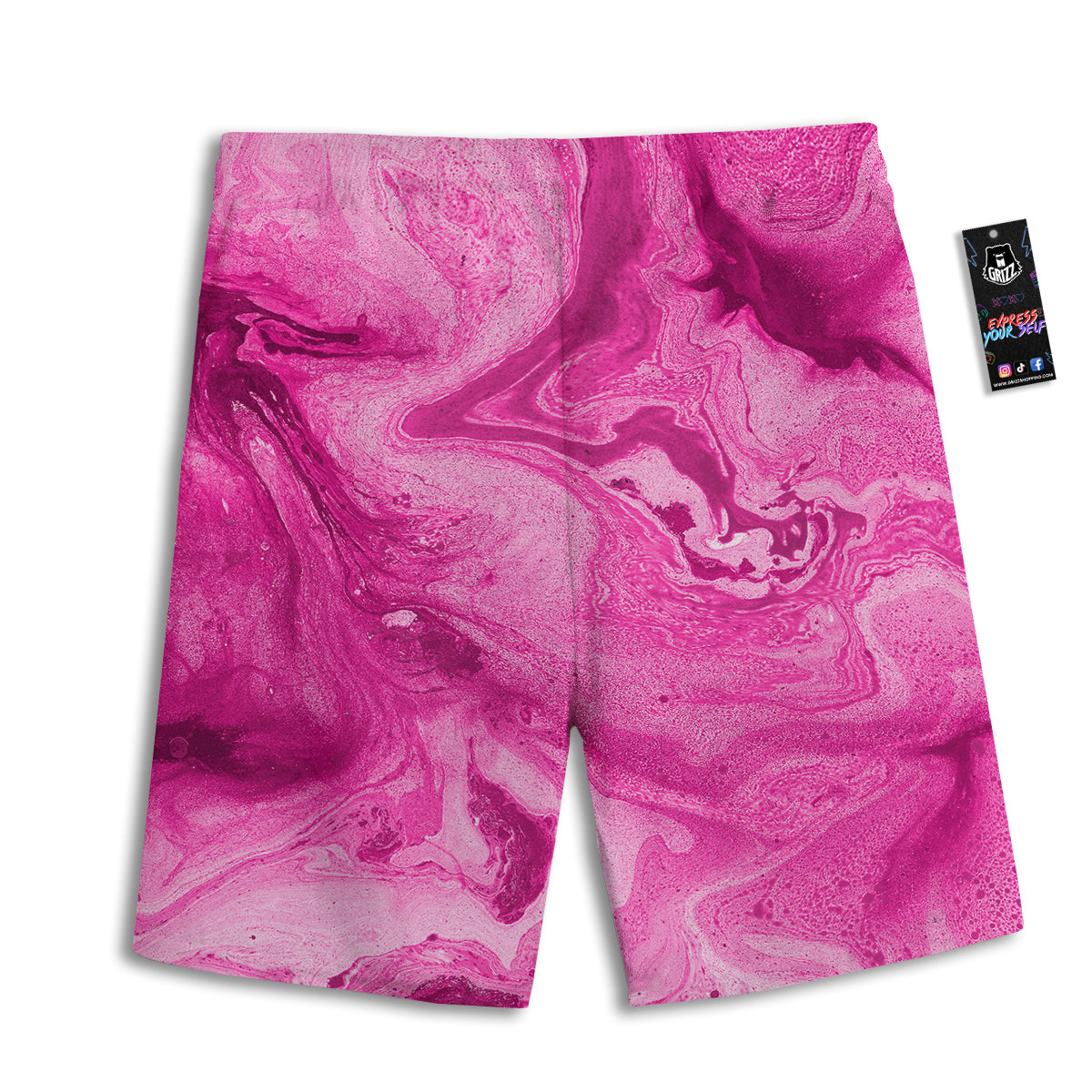 Abstract Pink Marble Print Men's Athletic Shorts