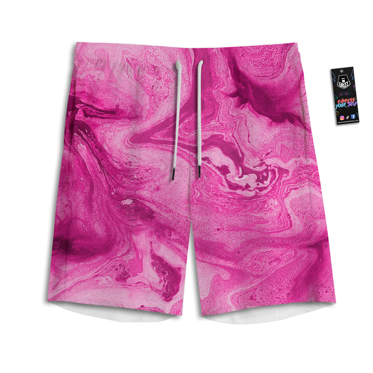 Abstract Pink Marble Print Men's Athletic Shorts