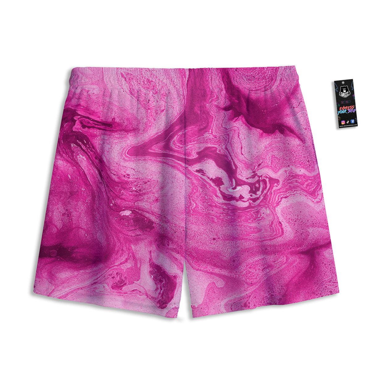 Avocado Green Print Mesh Shorts