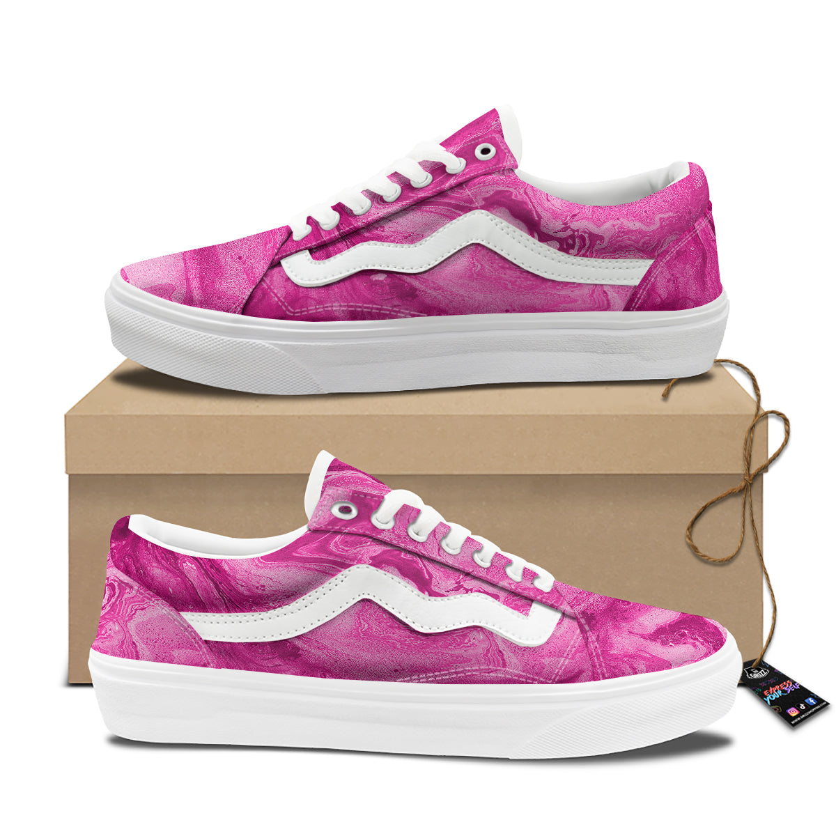 Abstract Pink Marble Print Skate Shoes-grizzshop