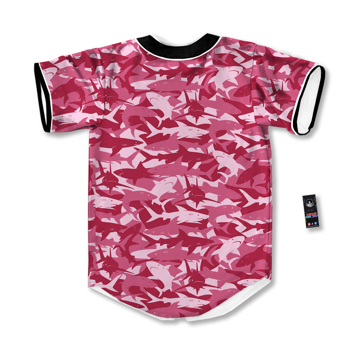 Abstract Pink Shark Camo Print Pattern Baseball Jersey-grizzshop