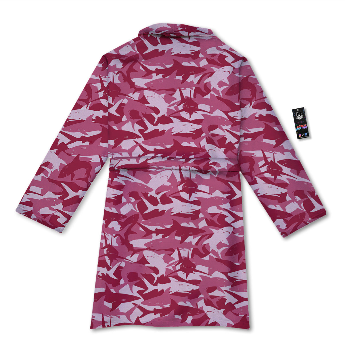 Abstract Pink Shark Camo Print Pattern Bathrobe-grizzshop