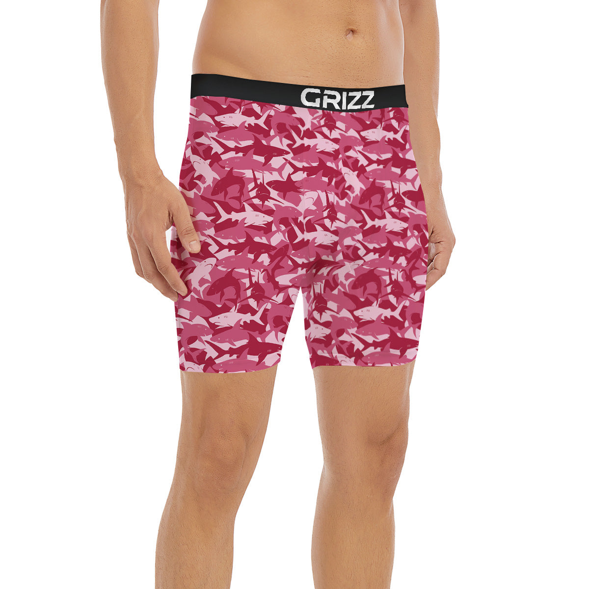 Abstract Pink Shark Camo Print Pattern Boxer Briefs-grizzshop