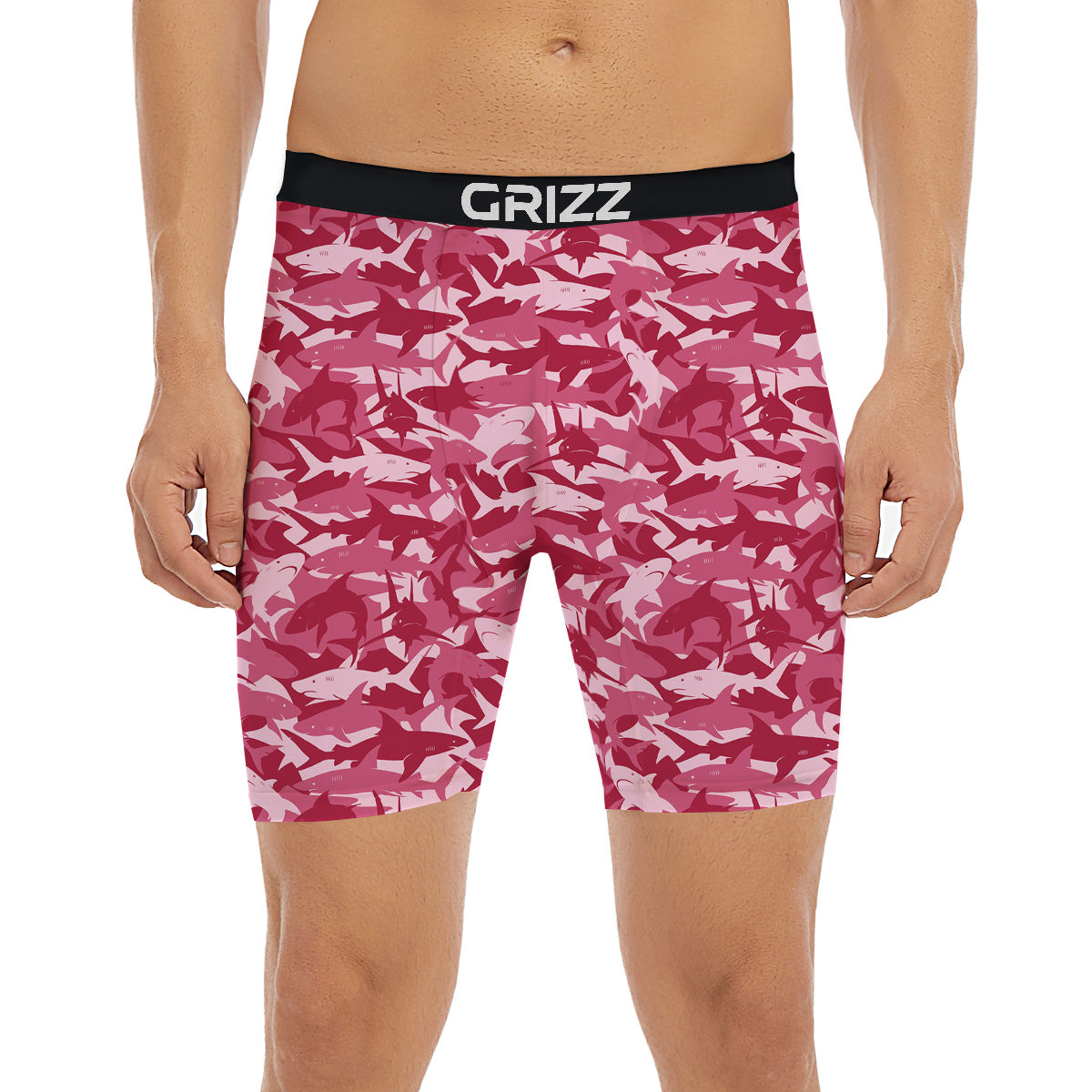 Abstract Pink Shark Camo Print Pattern Boxer Briefs-grizzshop