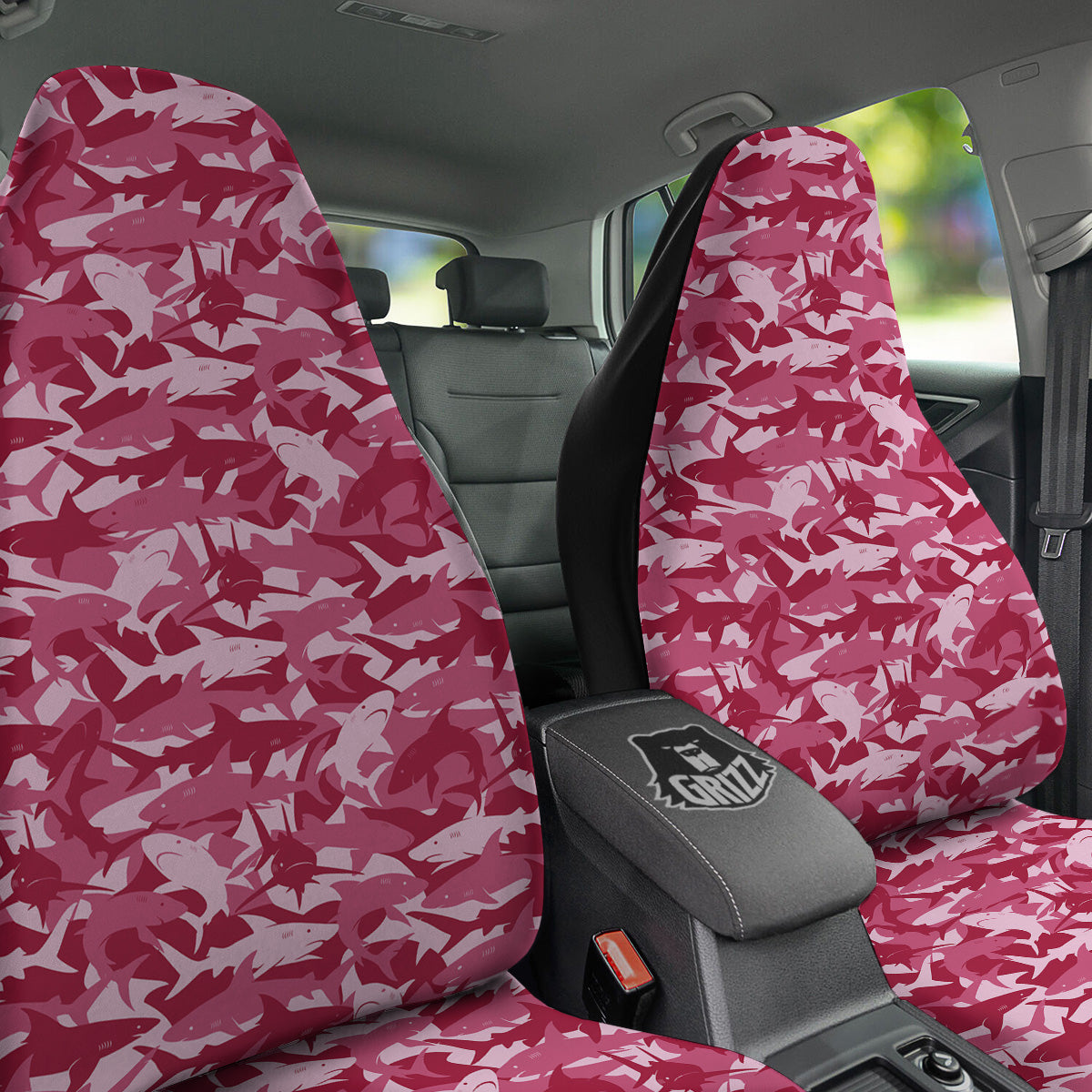 Abstract Pink Shark Camo Print Pattern Car Seat Covers-grizzshop