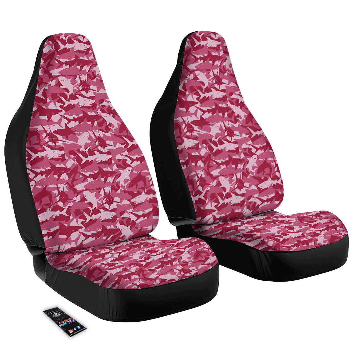 Abstract Pink Shark Camo Print Pattern Car Seat Covers-grizzshop