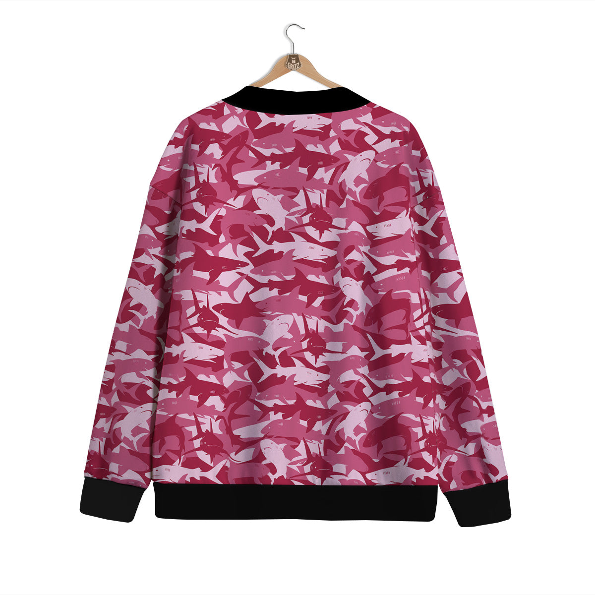 Abstract Pink Shark Camo Print Pattern Cardigan-grizzshop