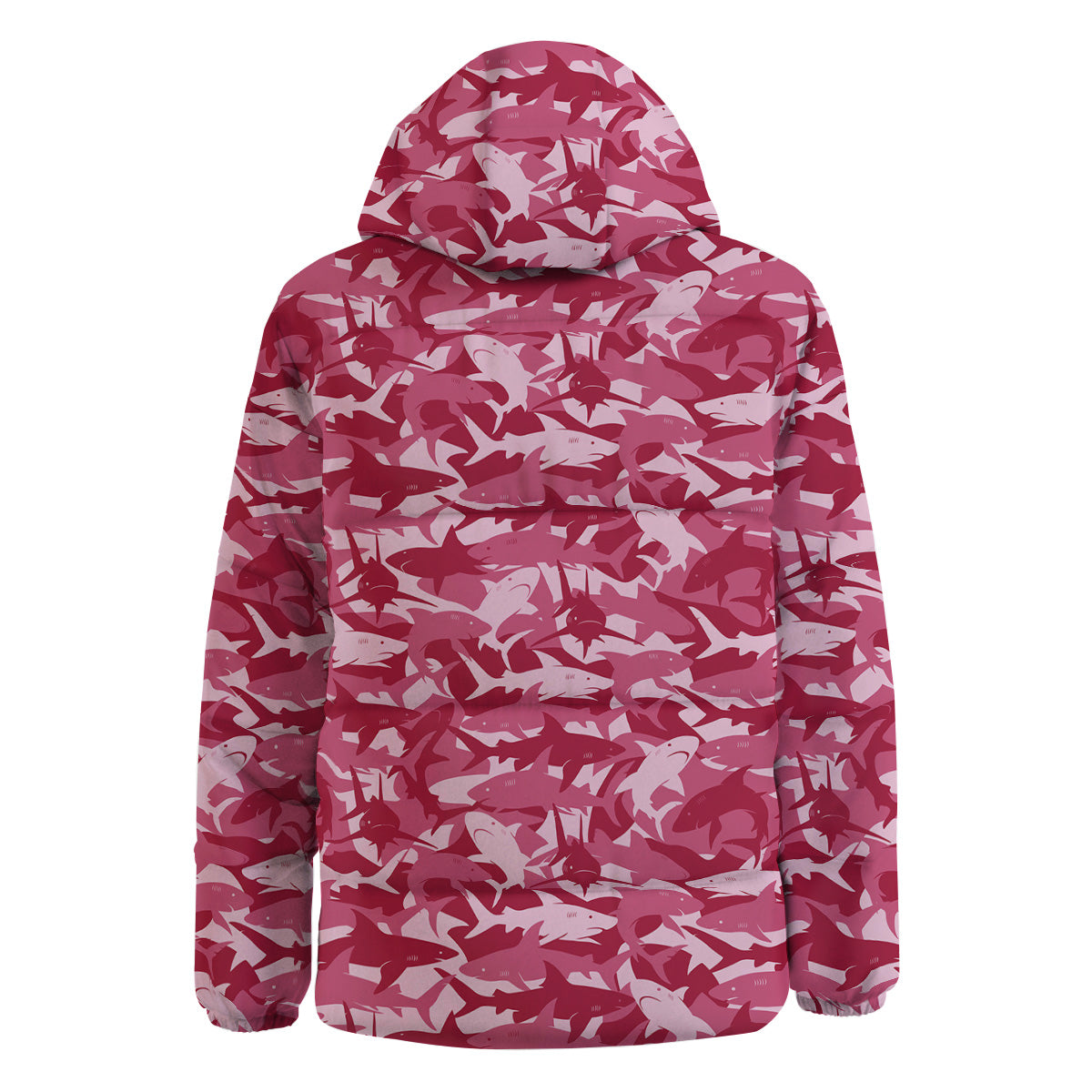 Abstract Pink Shark Camo Print Pattern Down Jacket-grizzshop