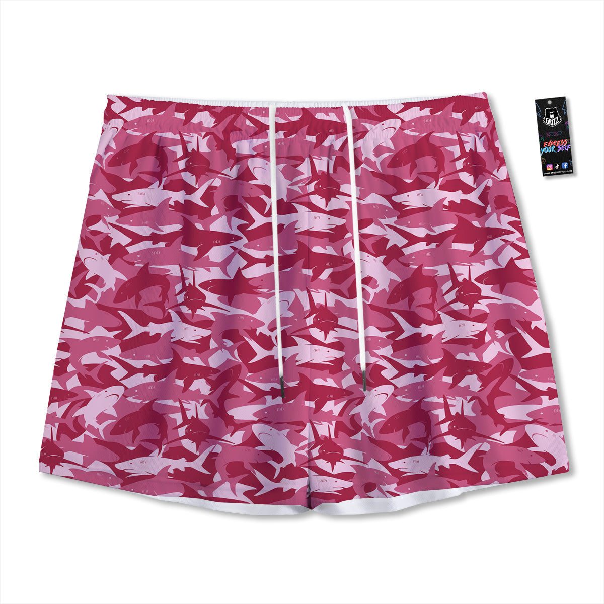 Aztec Dark Grey Print Pattern Mesh Shorts