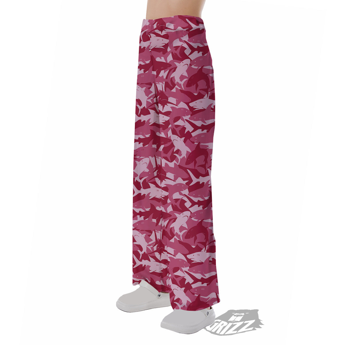 Abstract Pink Shark Camo Print Pattern Pajama Pants-grizzshop