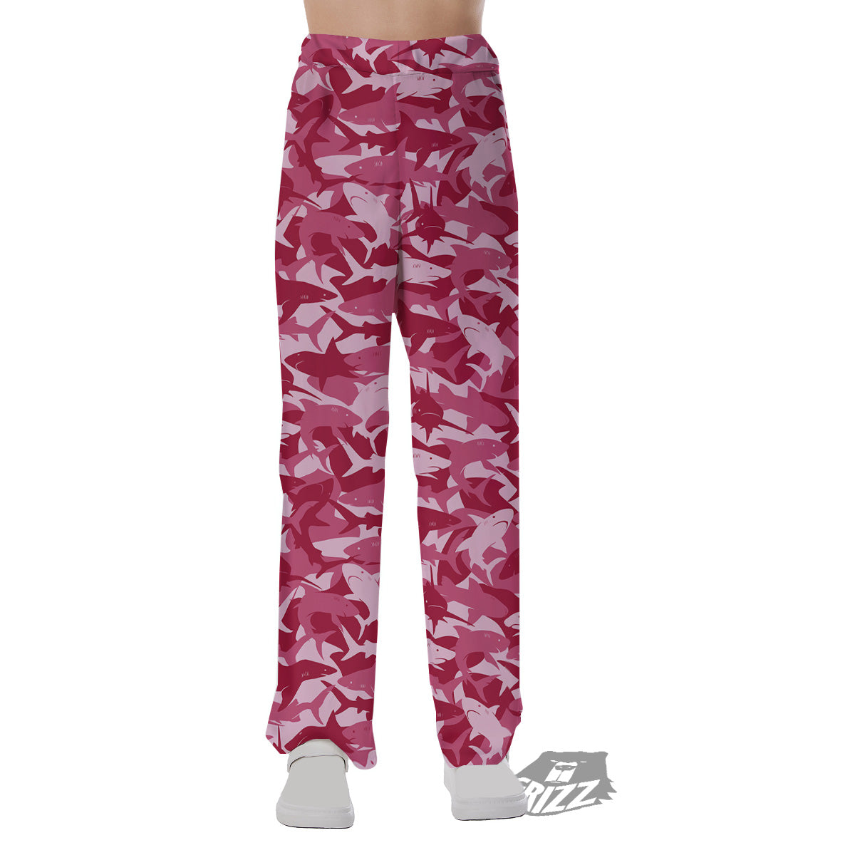 Abstract Pink Shark Camo Print Pattern Pajama Pants-grizzshop