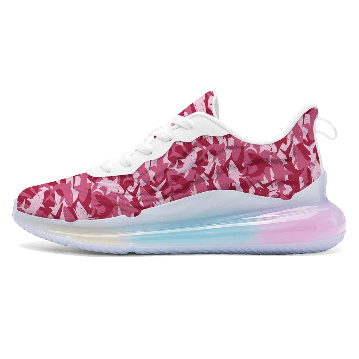 Abstract Pink Shark Camo Print Pattern Running Sneakers-grizzshop