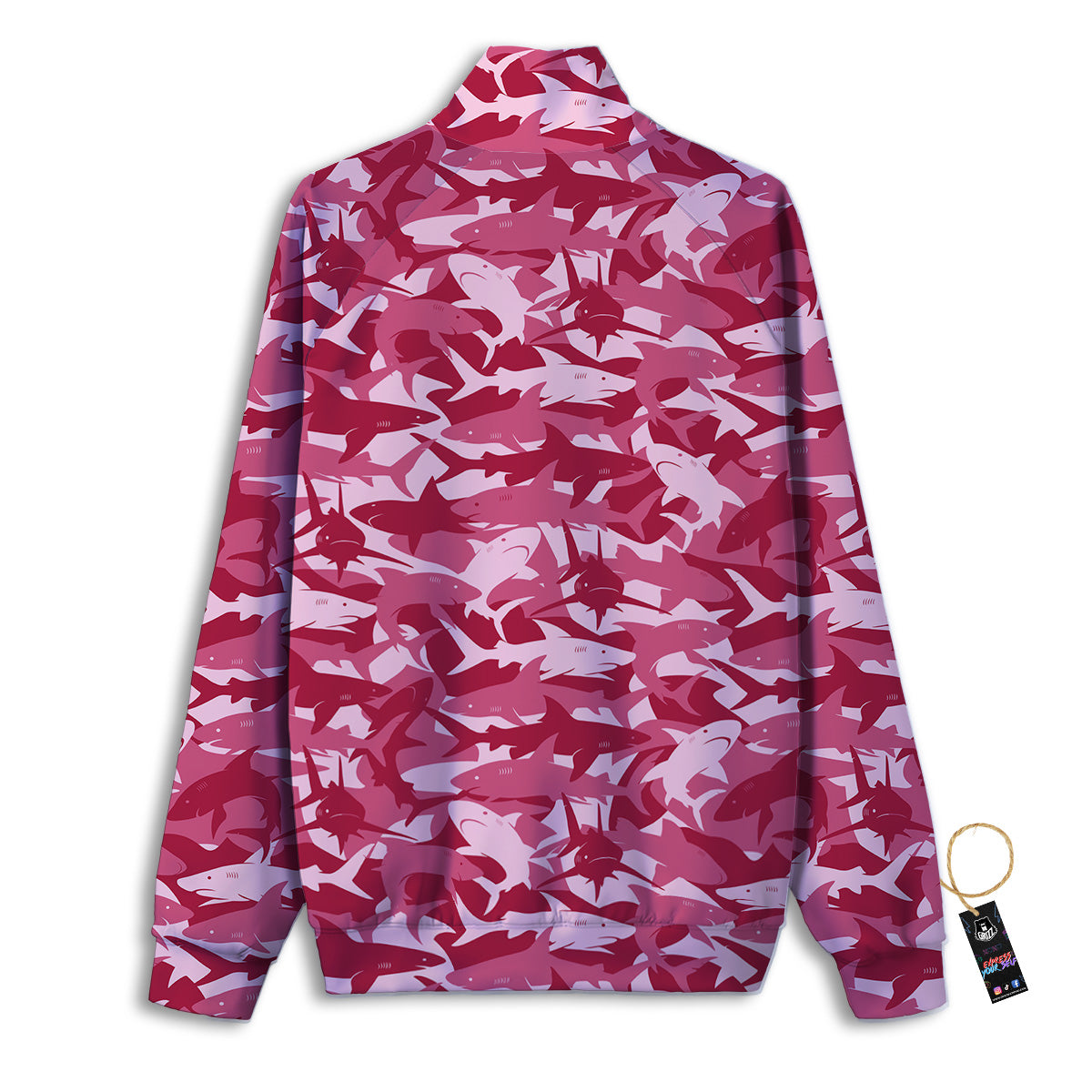 Abstract Pink Shark Camo Print Pattern Track Jacket-grizzshop