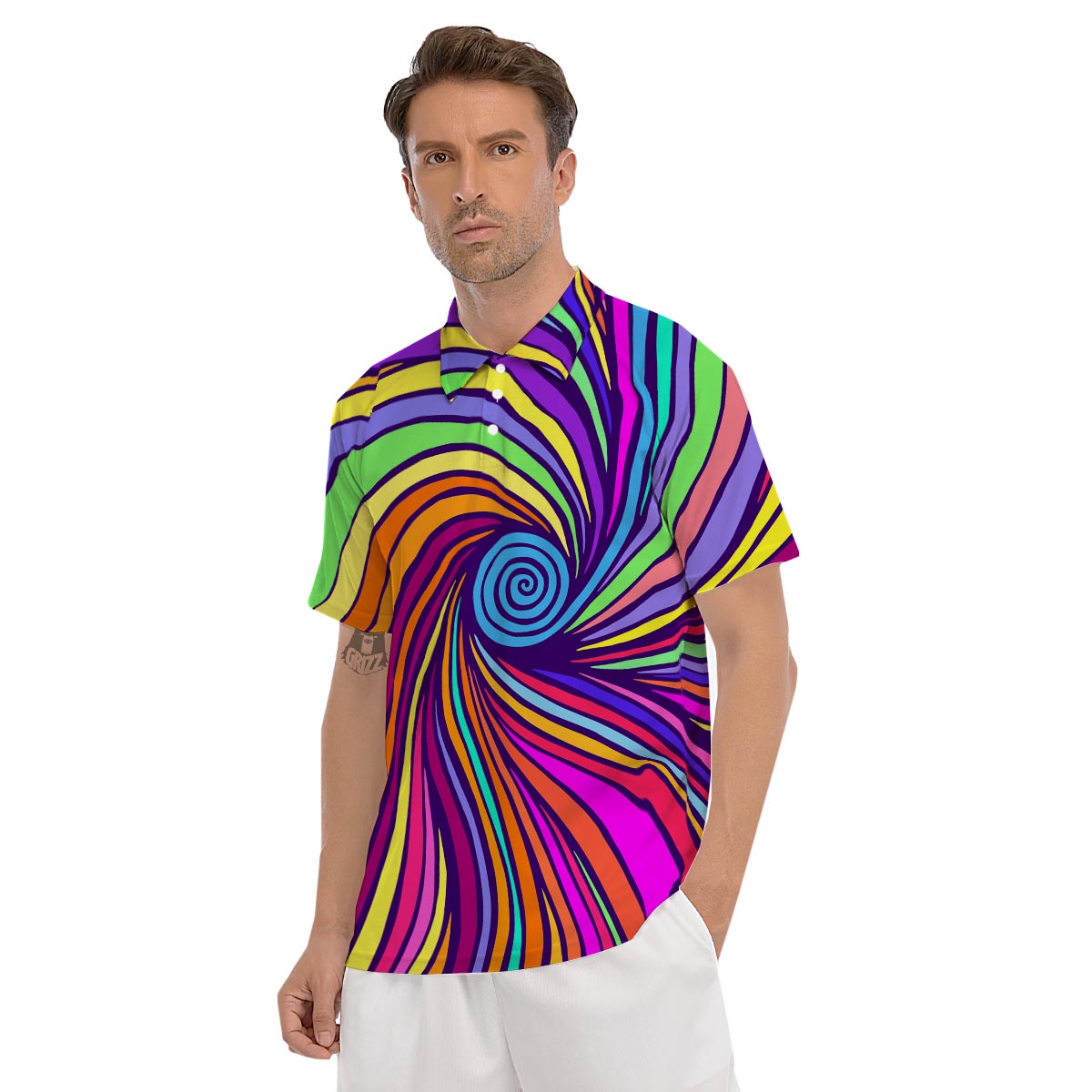 Abstract Psychedelic Colorful Wave Men's Golf Shirts-grizzshop