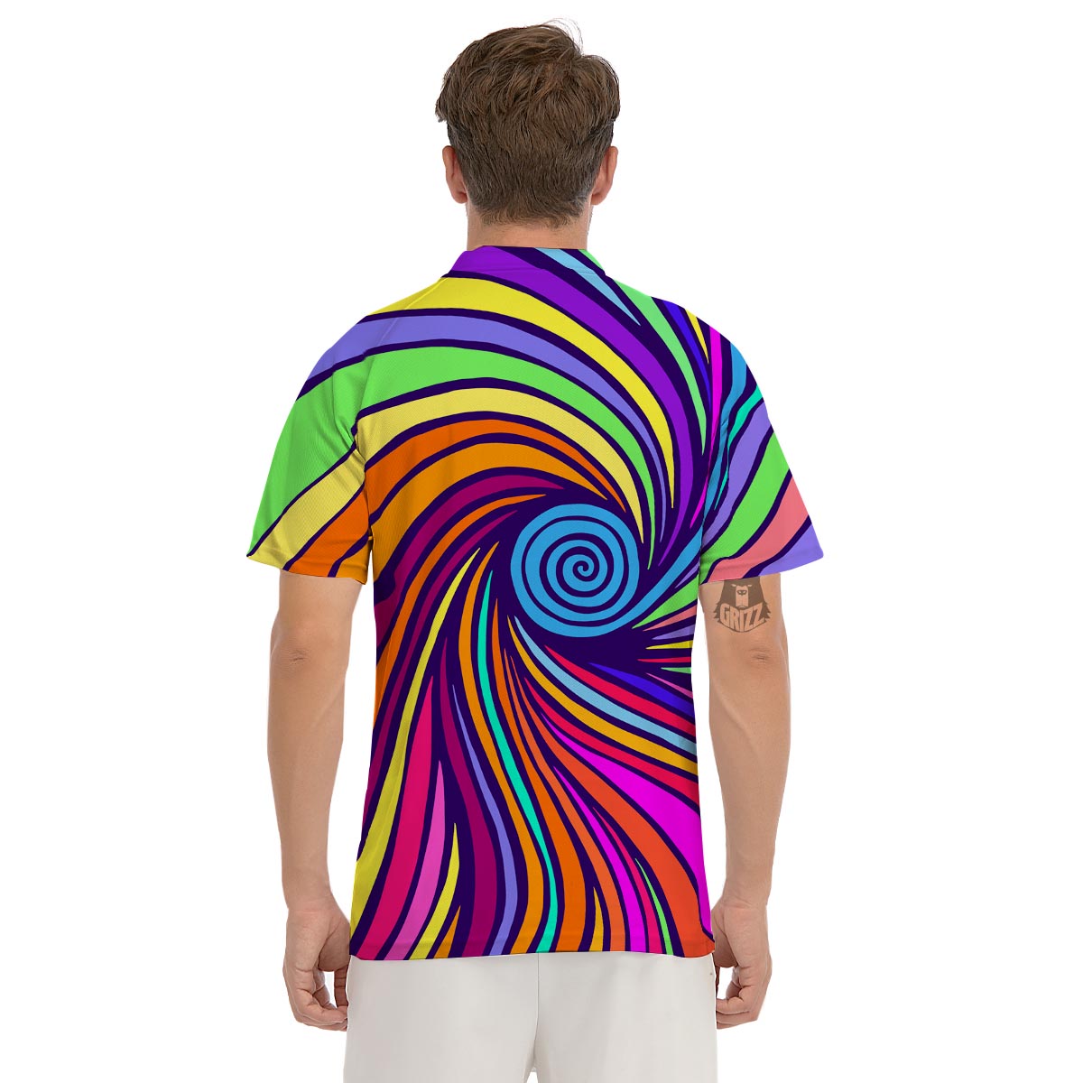 Abstract Psychedelic Colorful Wave Men's Golf Shirts-grizzshop