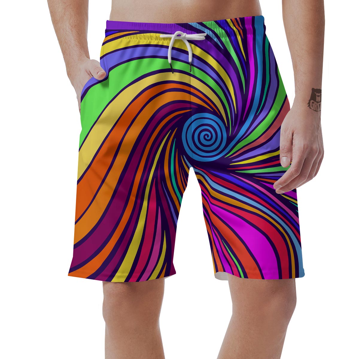 Abstract Psychedelic Colorful Wave Men's Shorts-grizzshop