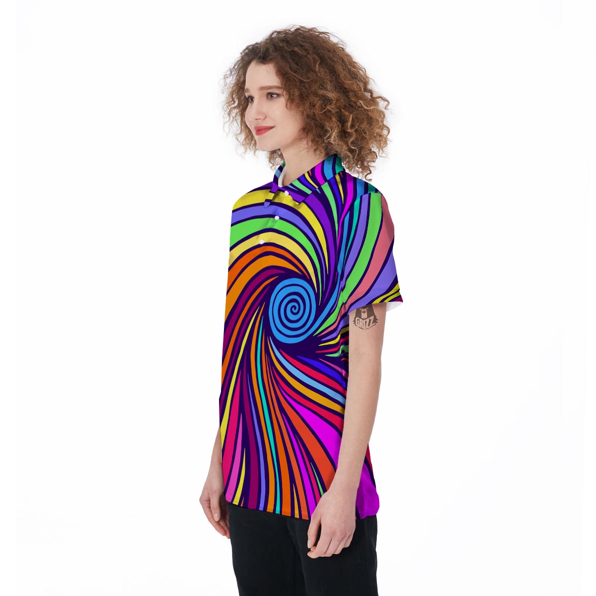 Abstract Psychedelic Colorful Wave Women's Golf Shirts-grizzshop