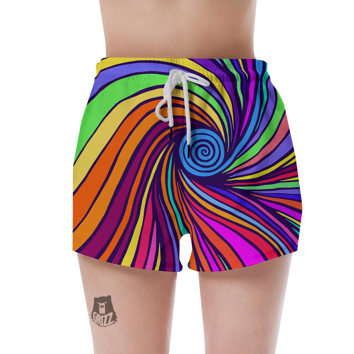 Abstract Psychedelic Colorful Wave Women's Shorts-grizzshop