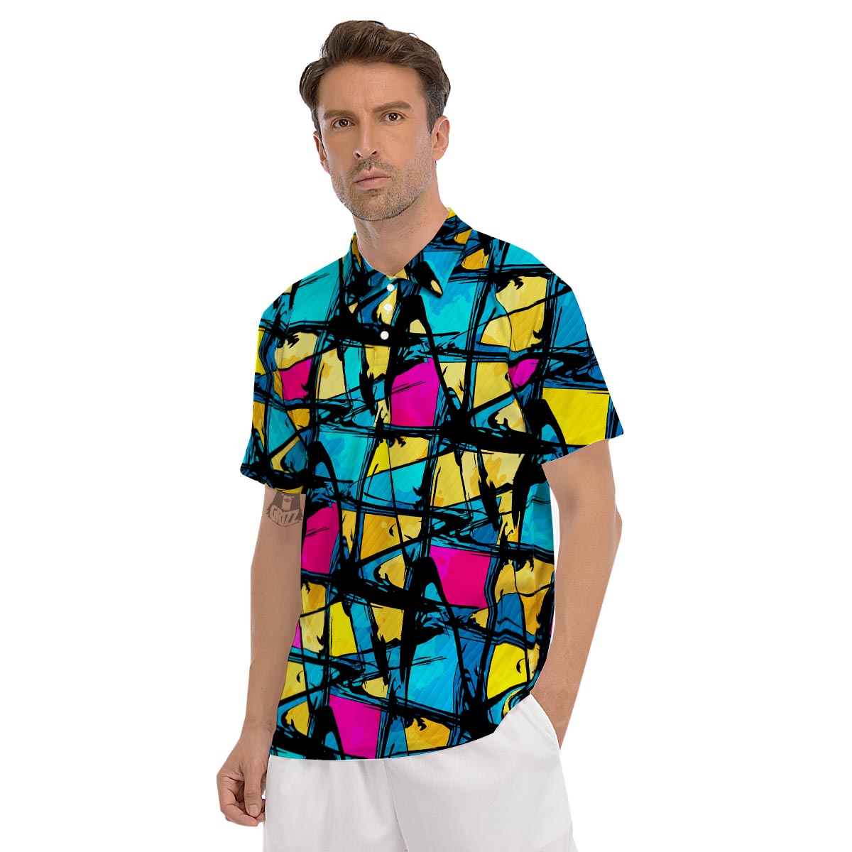 Abstract Psychedelic Graffiti Men's Golf Shirts-grizzshop