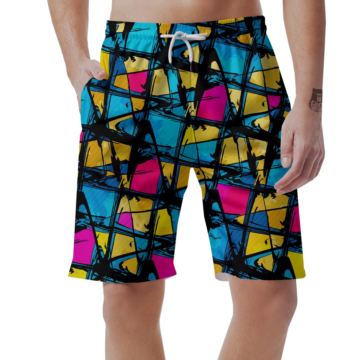 Abstract Psychedelic Graffiti Men's Shorts-grizzshop