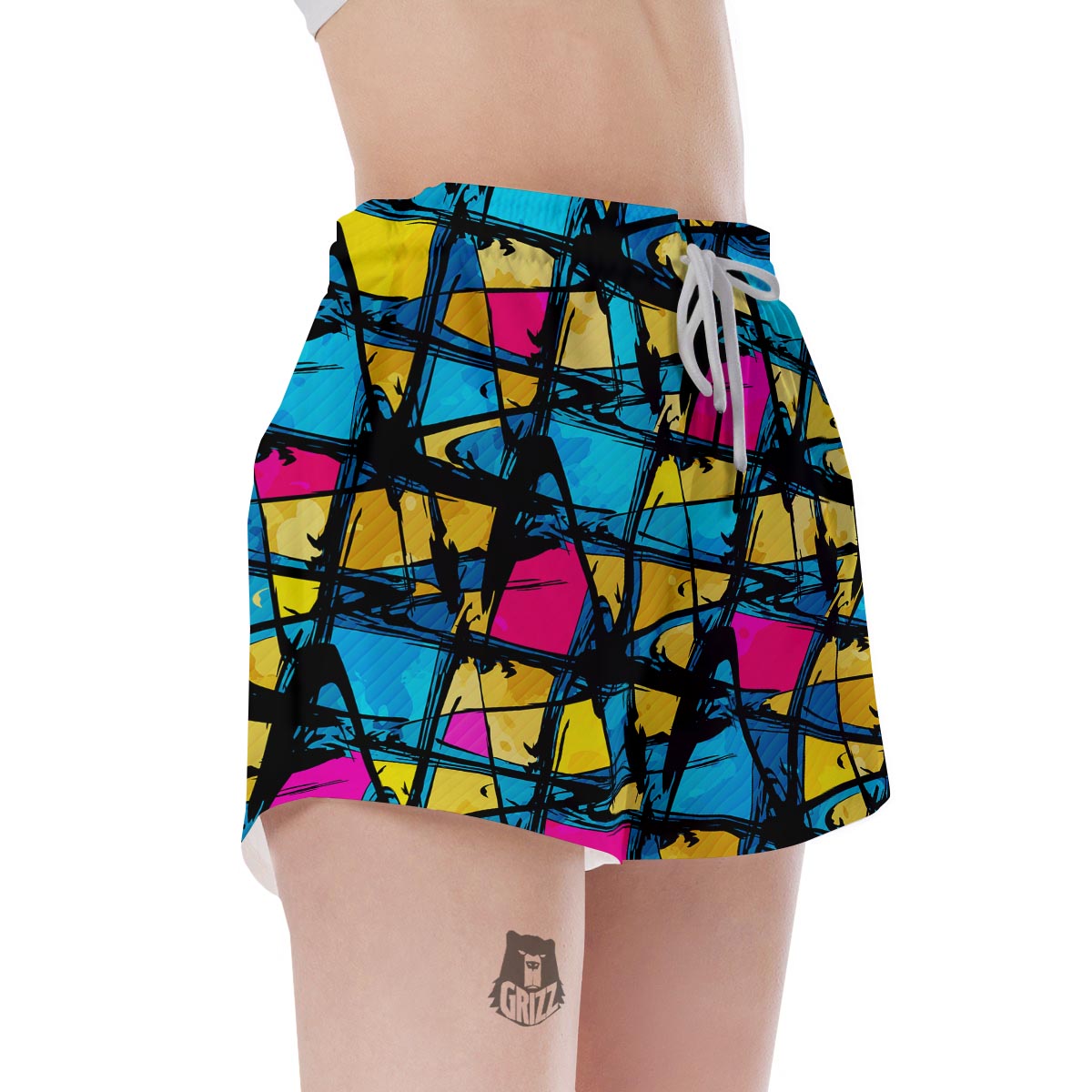 Abstract Psychedelic Graffiti Women's Shorts-grizzshop