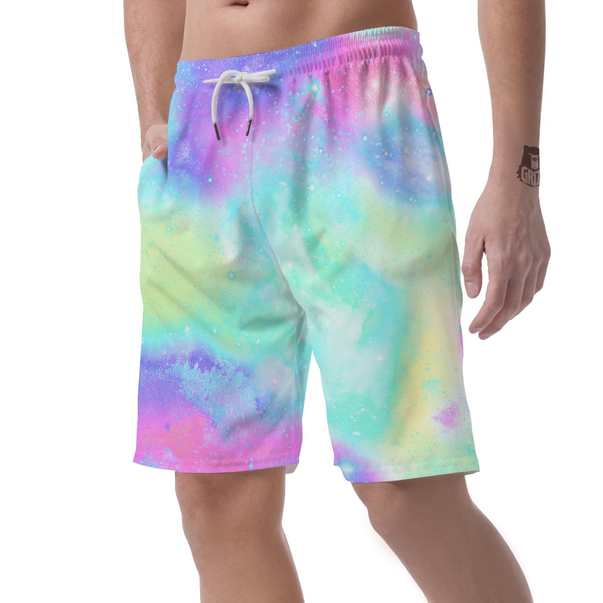 Abstract Psychedelic Holographic Men's Shorts-grizzshop