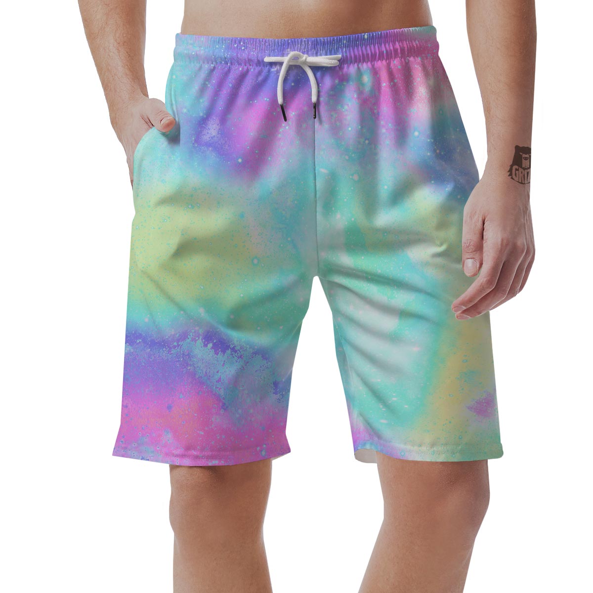 Abstract Psychedelic Holographic Men's Shorts-grizzshop