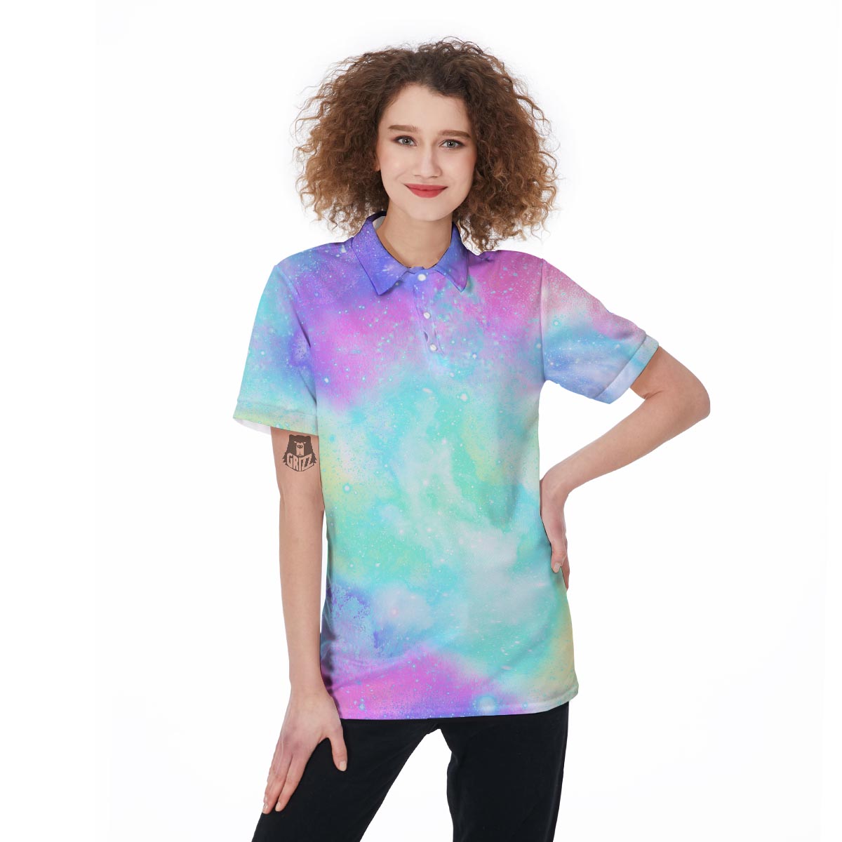 Abstract Psychedelic Holographic Women's Golf Shirts-grizzshop