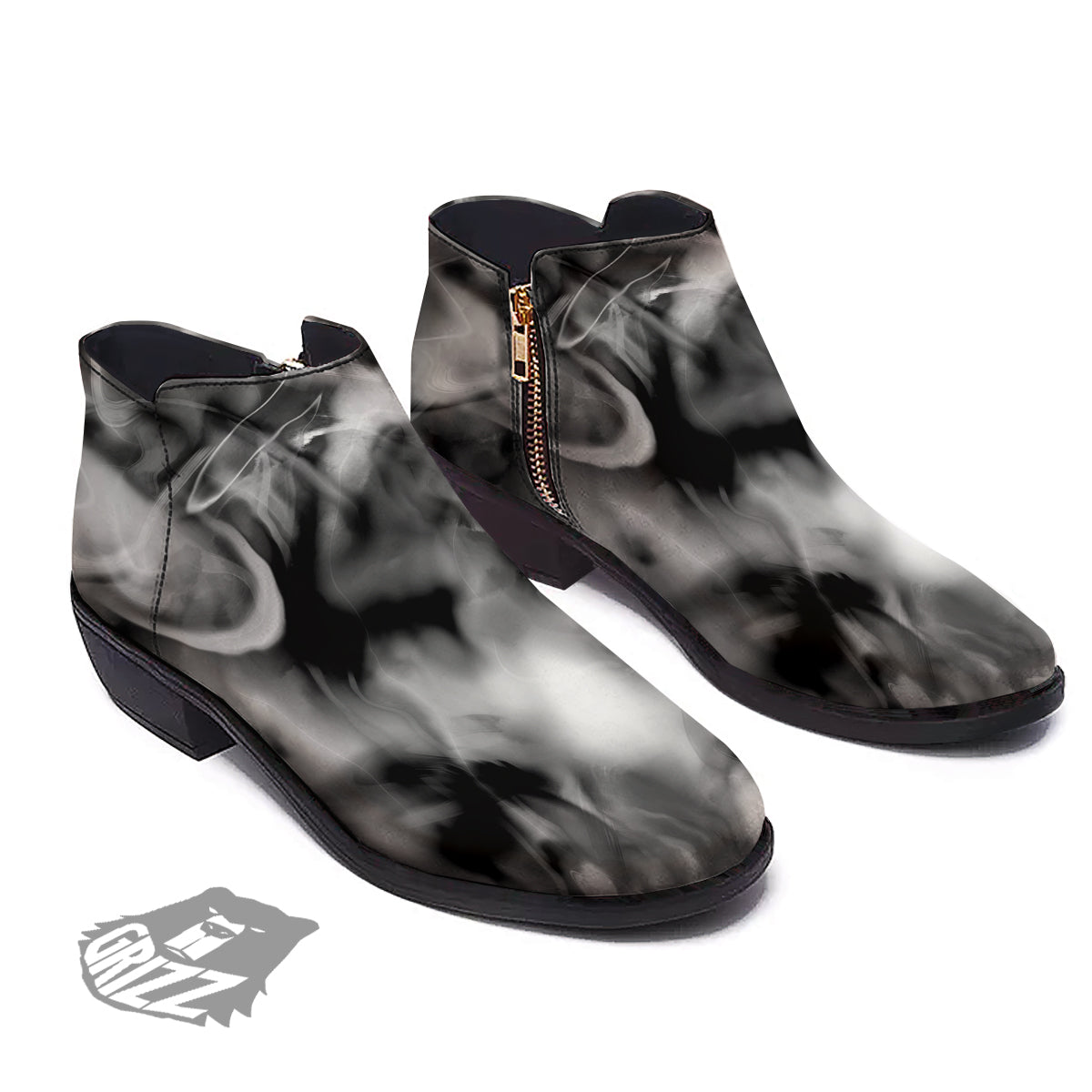 Abstract Psychedelic Liquid Smoke Print Ankle Boots-grizzshop