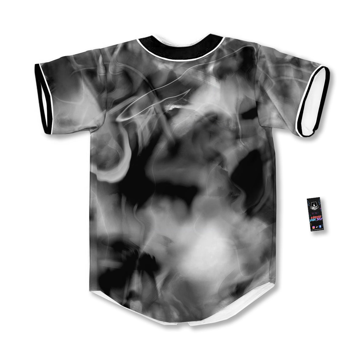 Abstract Psychedelic Liquid Smoke Print Baseball Jersey-grizzshop