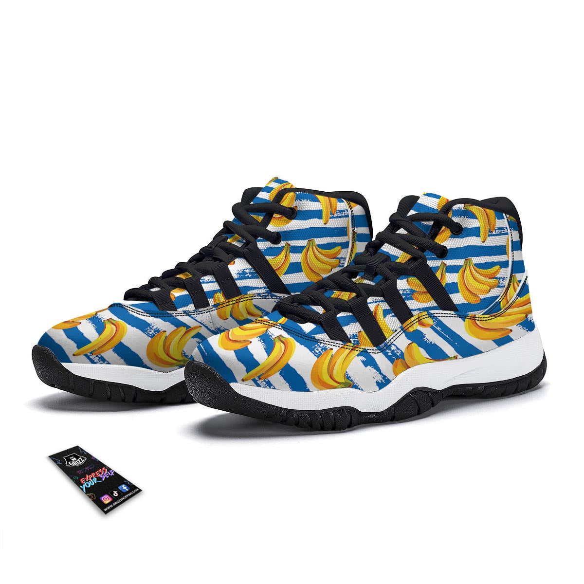Abstract Psychedelic Liquid Smoke Print Black Bball Shoes-grizzshop