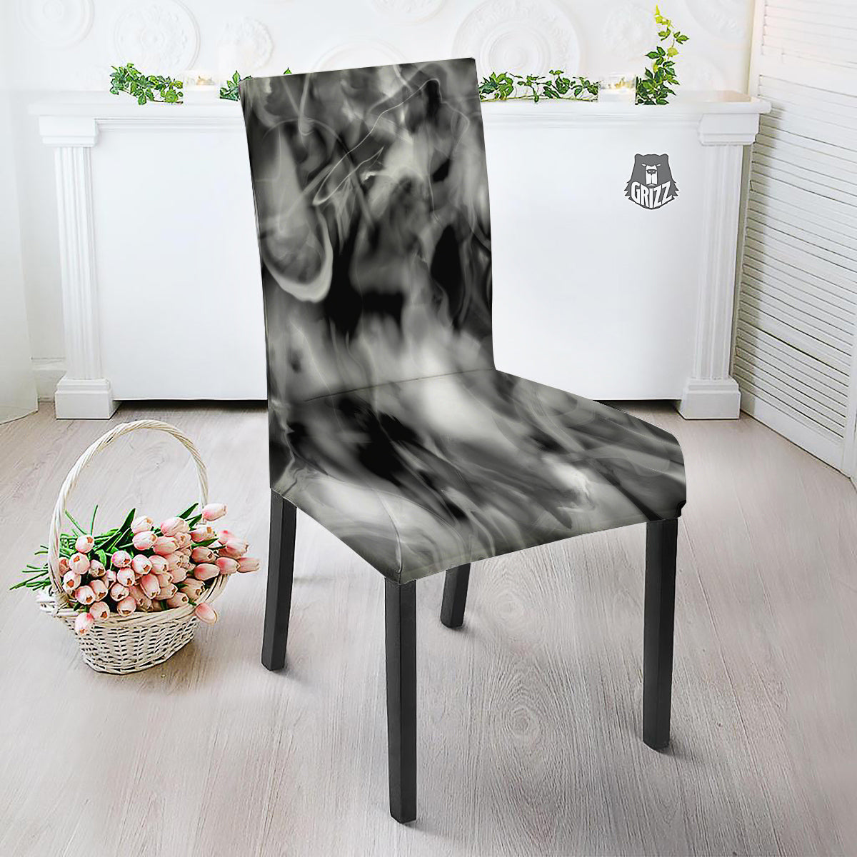 Abstract Psychedelic Liquid Smoke Print Dining Chair Slipcover-grizzshop