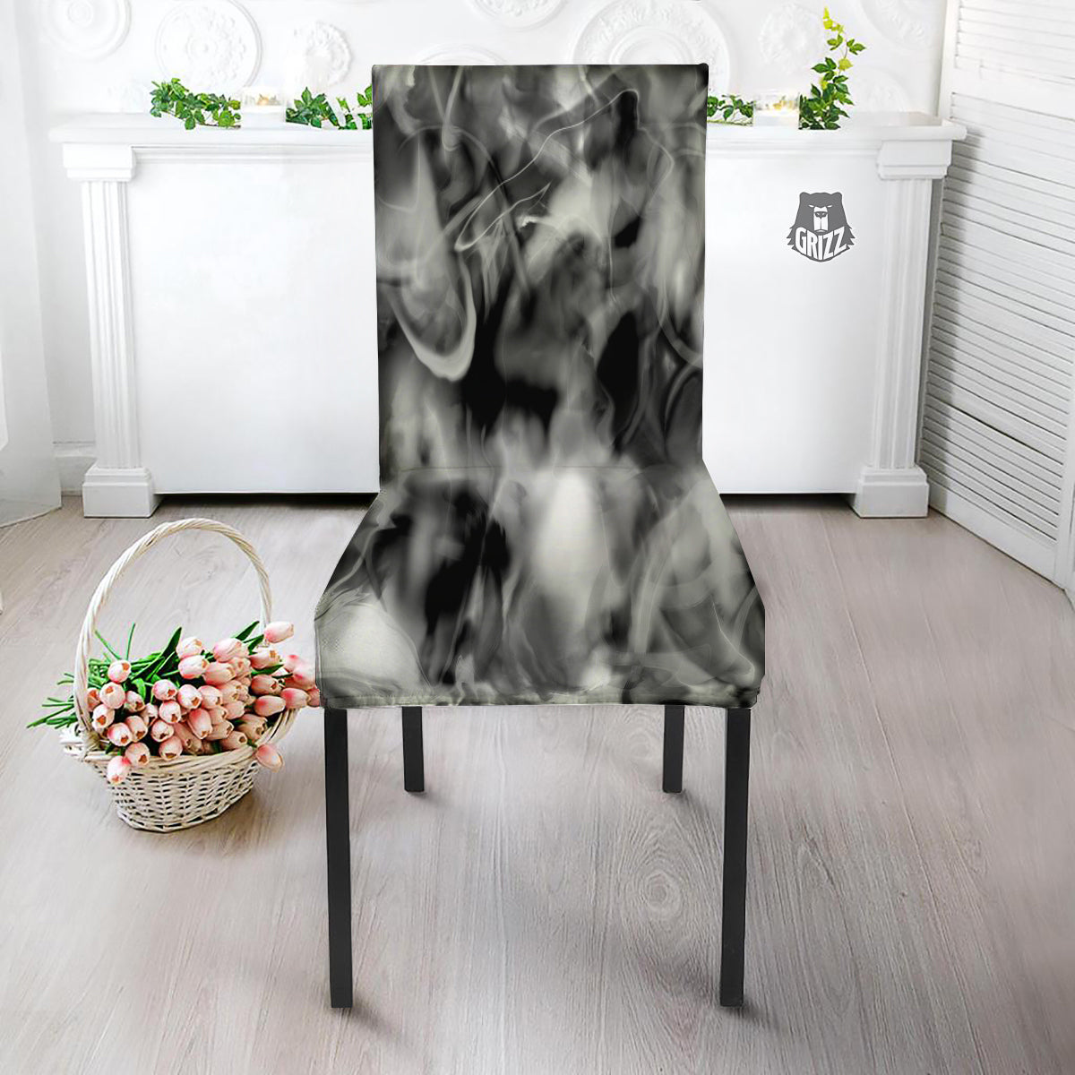 Abstract Psychedelic Liquid Smoke Print Dining Chair Slipcover-grizzshop