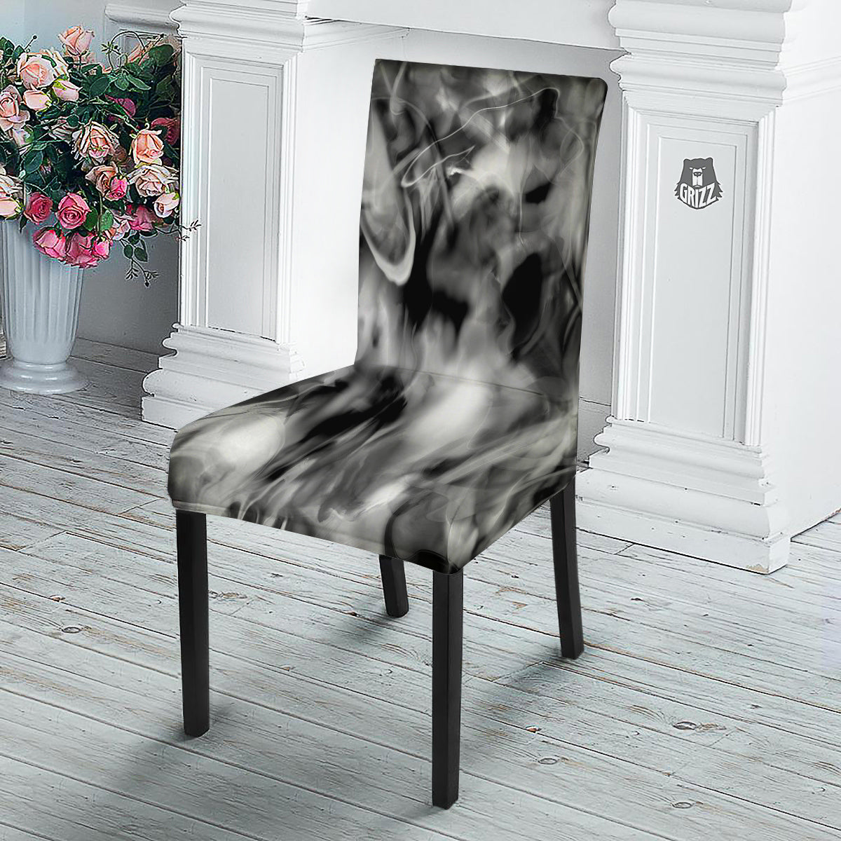 Abstract Psychedelic Liquid Smoke Print Dining Chair Slipcover-grizzshop