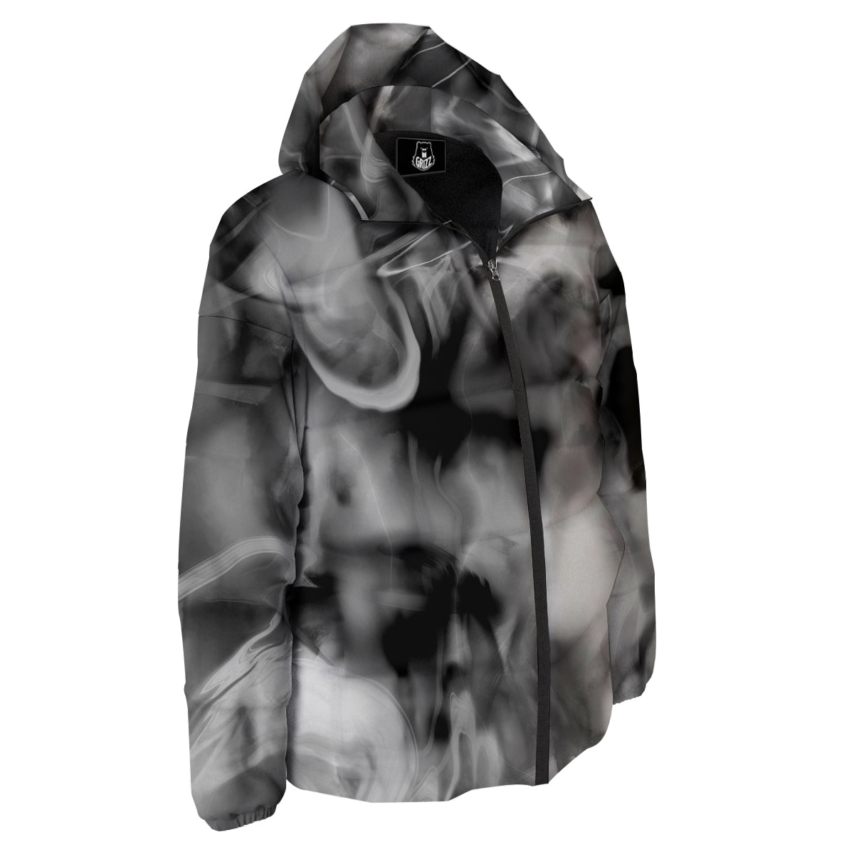 Abstract Psychedelic Liquid Smoke Print Down Jacket-grizzshop