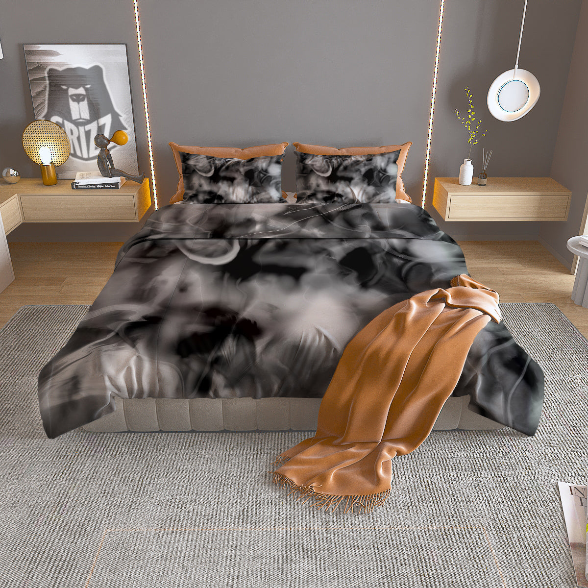 Abstract Psychedelic Liquid Smoke Print Duvet Cover Bedding Set