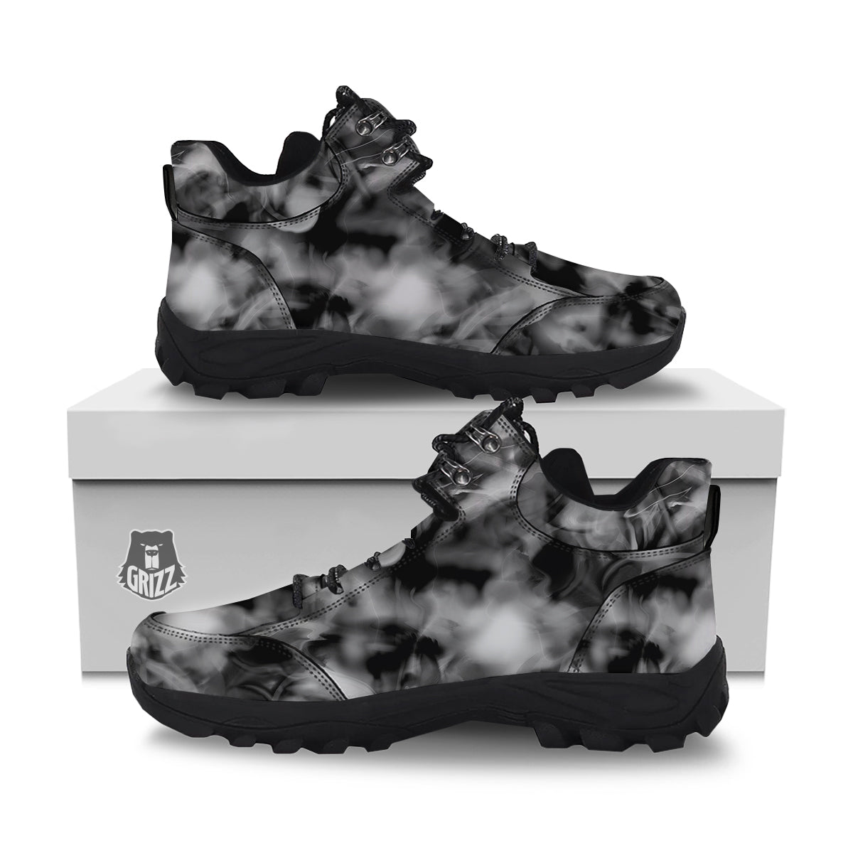 Abstract Psychedelic Liquid Smoke Print Hiking Shoes-grizzshop