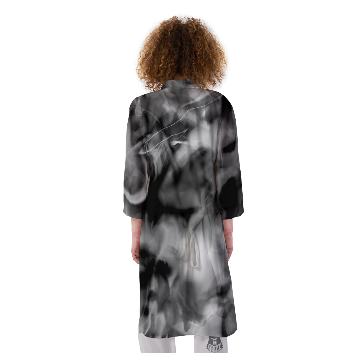 Abstract Psychedelic Liquid Smoke Print Kimono-grizzshop