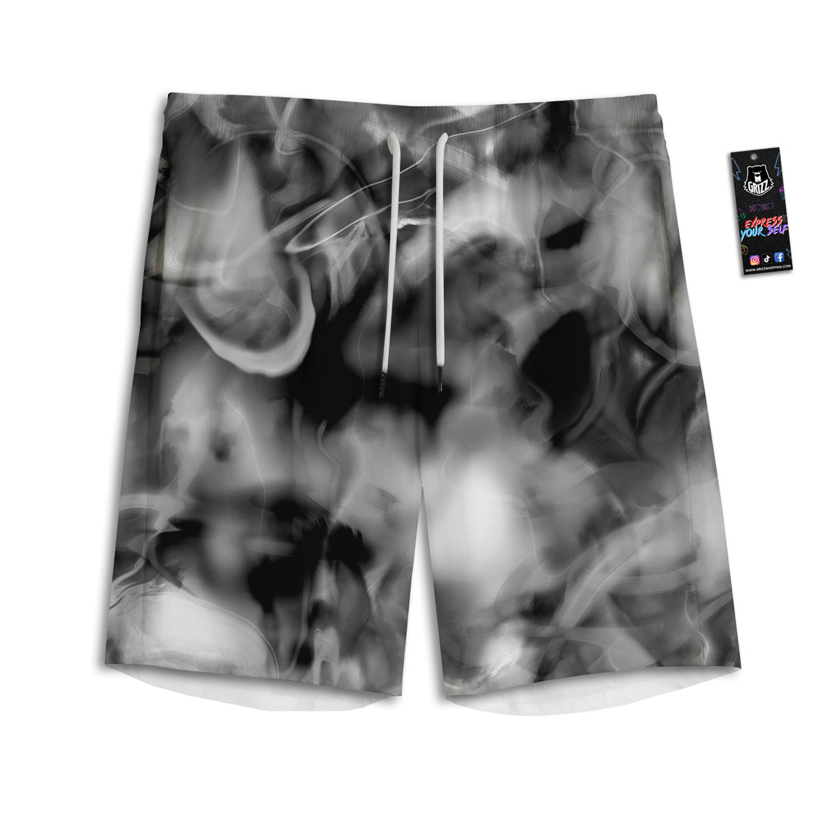 Abstract Psychedelic Liquid Smoke Print Men's Athletic Shorts