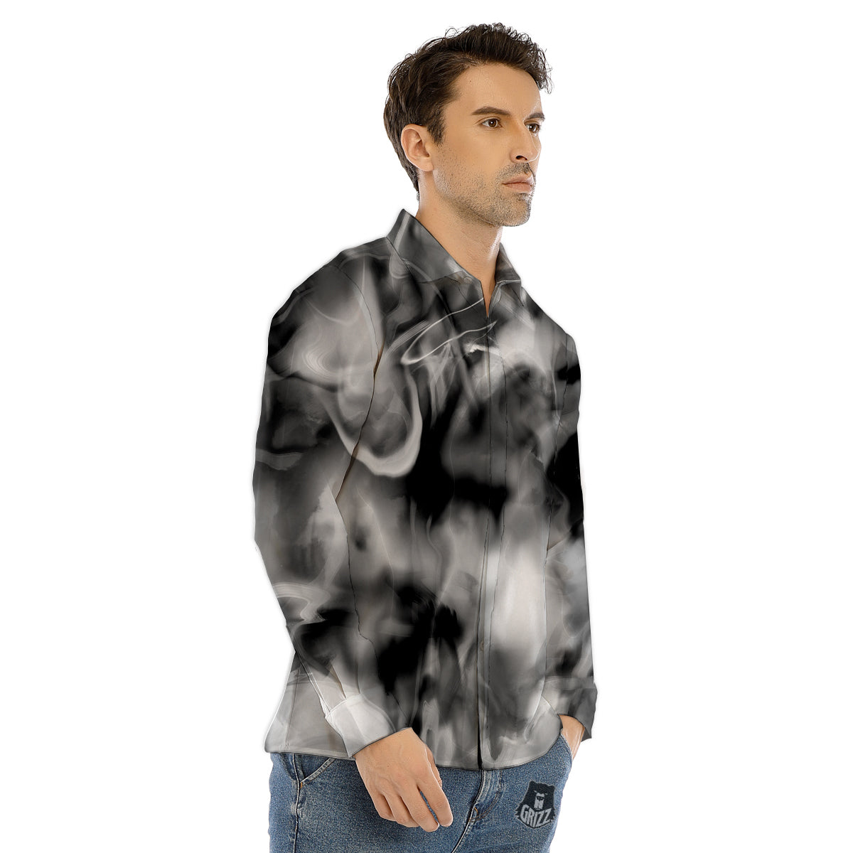 Abstract Psychedelic Liquid Smoke Print Men's Dress Shirts-grizzshop