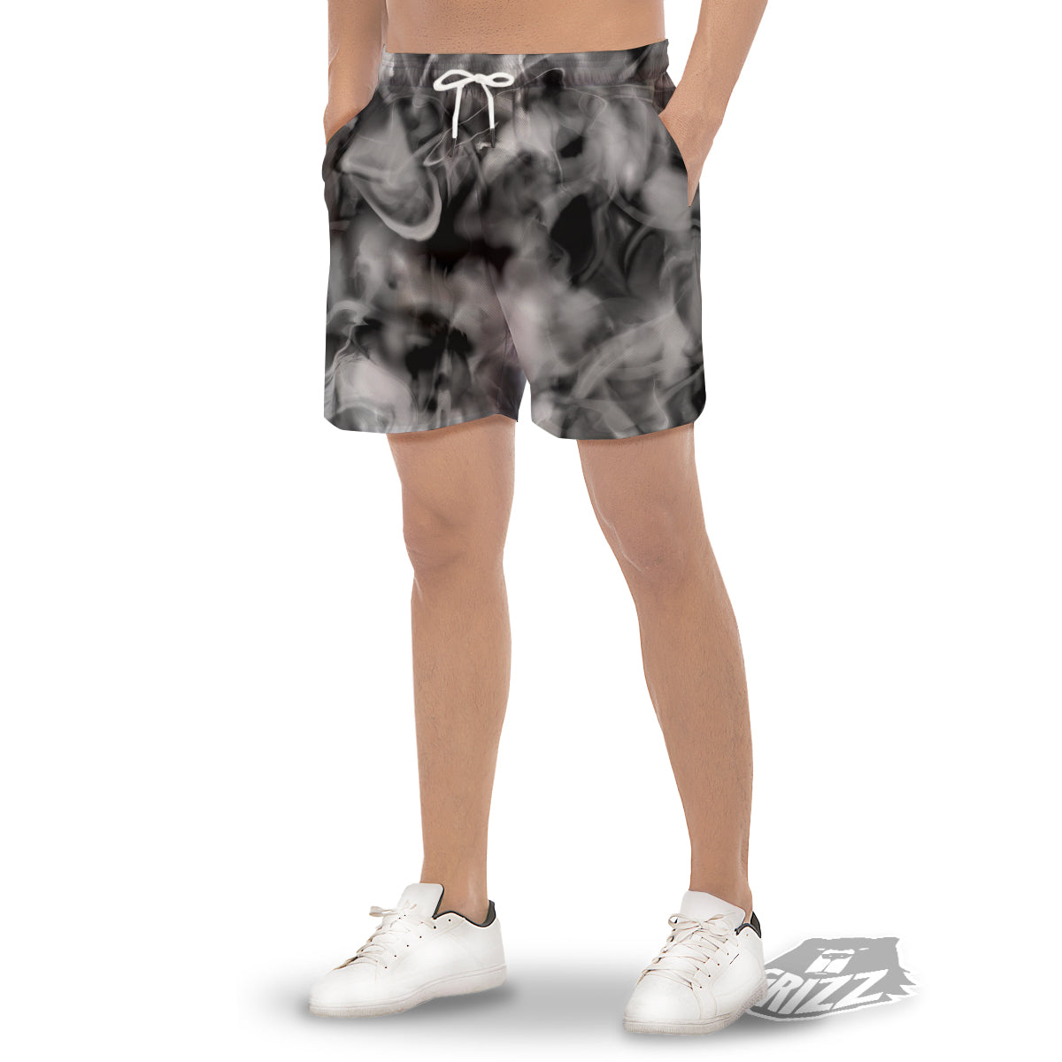 Abstract Psychedelic Liquid Smoke Print Men's Gym Shorts-grizzshop