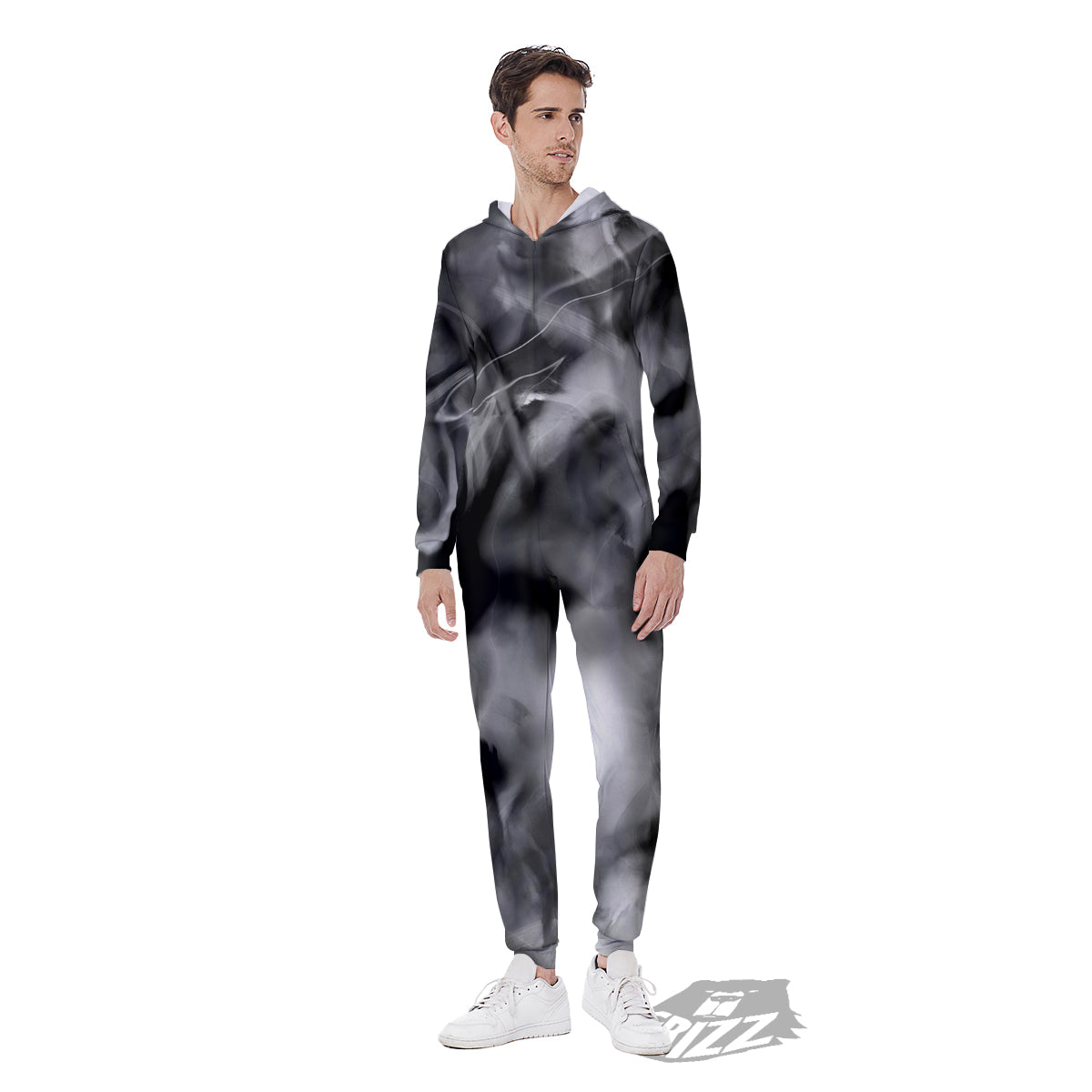 Abstract Psychedelic Liquid Smoke Print Men's Jumpsuit-grizzshop