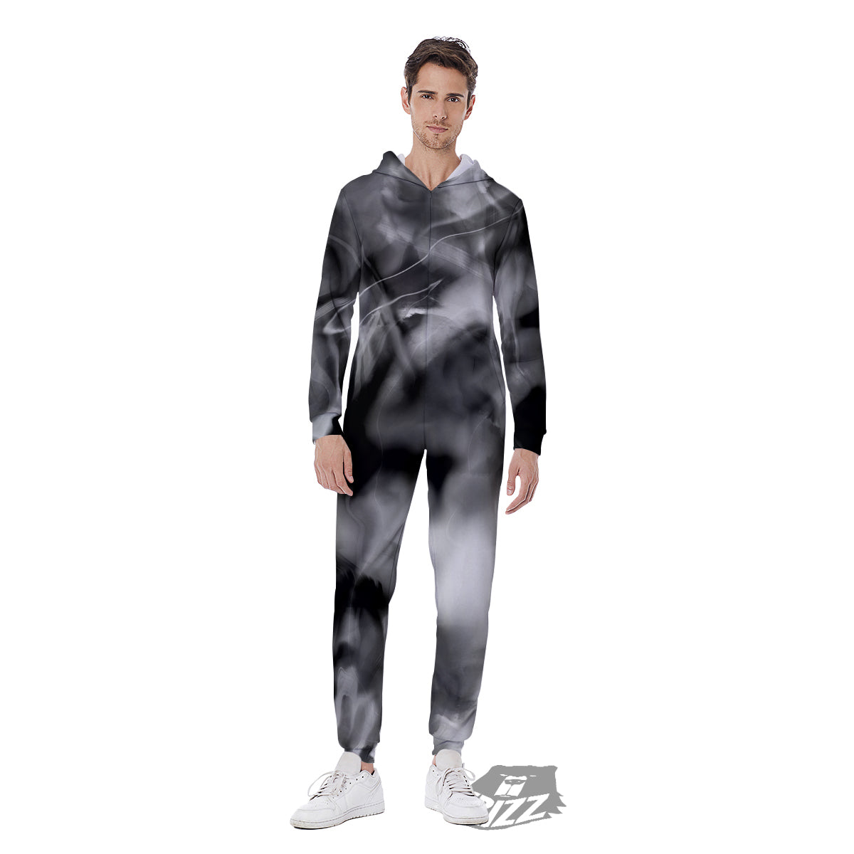 Abstract Psychedelic Liquid Smoke Print Men's Jumpsuit-grizzshop