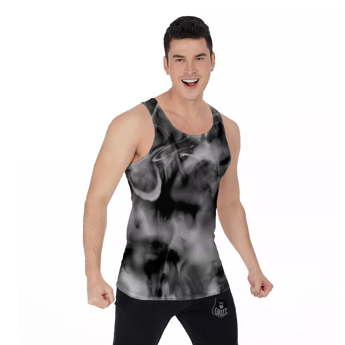 Abstract Psychedelic Liquid Smoke Print Men's Tank Top-grizzshop