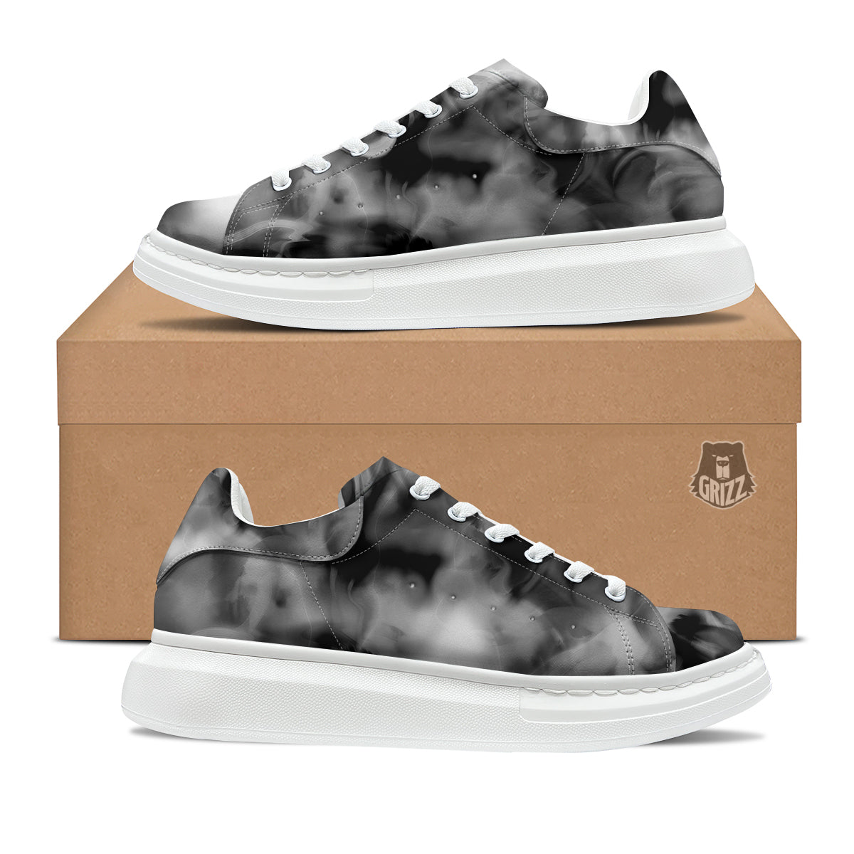 Abstract Psychedelic Liquid Smoke Print Platform Shoes-grizzshop