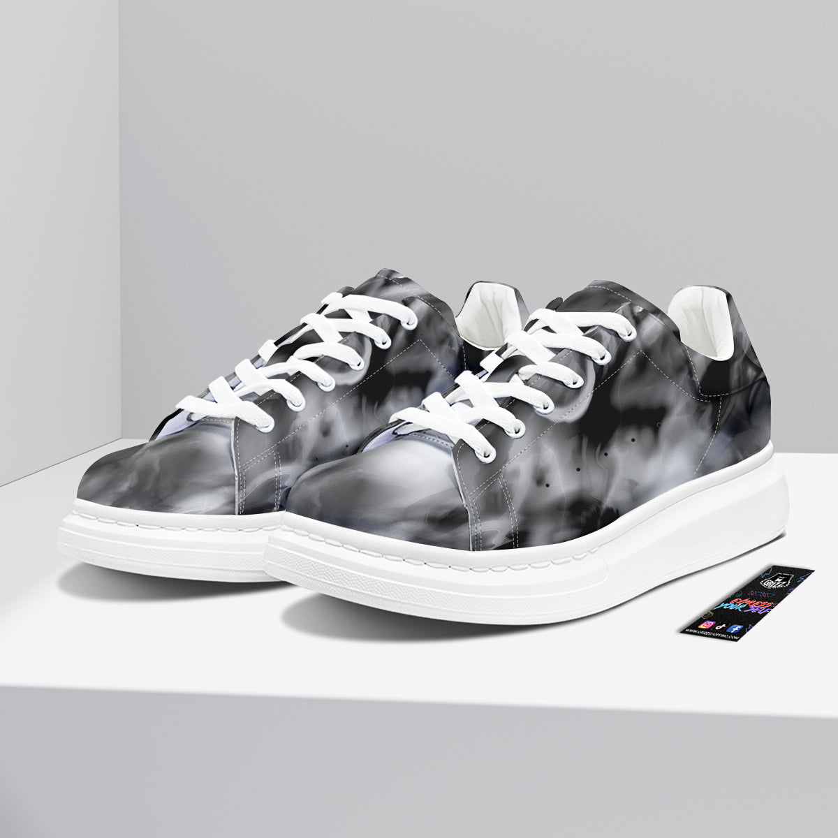 Abstract Psychedelic Liquid Smoke Print Platform Shoes-grizzshop