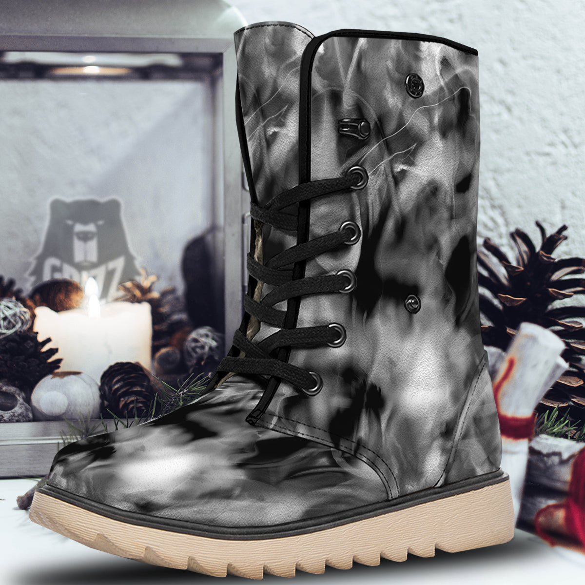 Abstract Psychedelic Liquid Smoke Print Snow Boots-grizzshop
