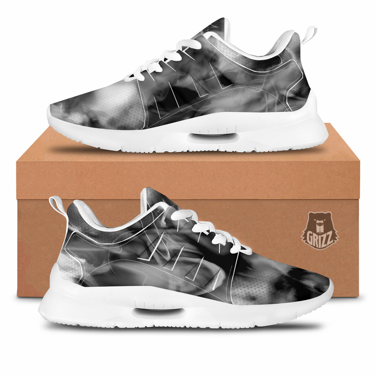 Abstract Psychedelic Liquid Smoke Print Tennis Shoes-grizzshop