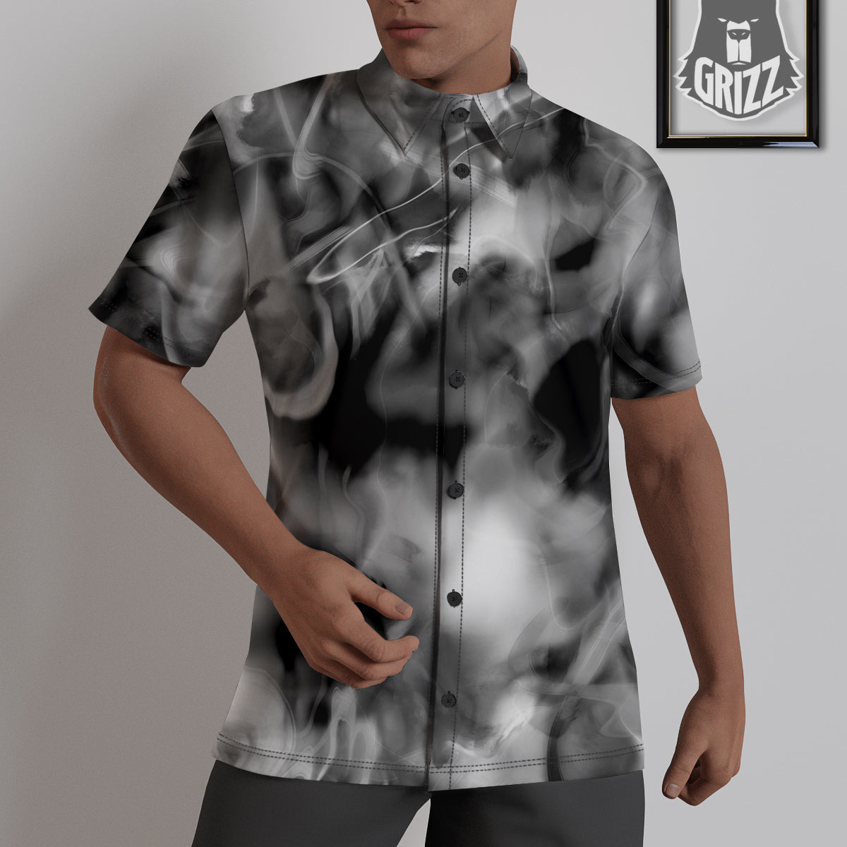 Abstract Psychedelic Liquid Smoke Print Untucked Shirts-grizzshop