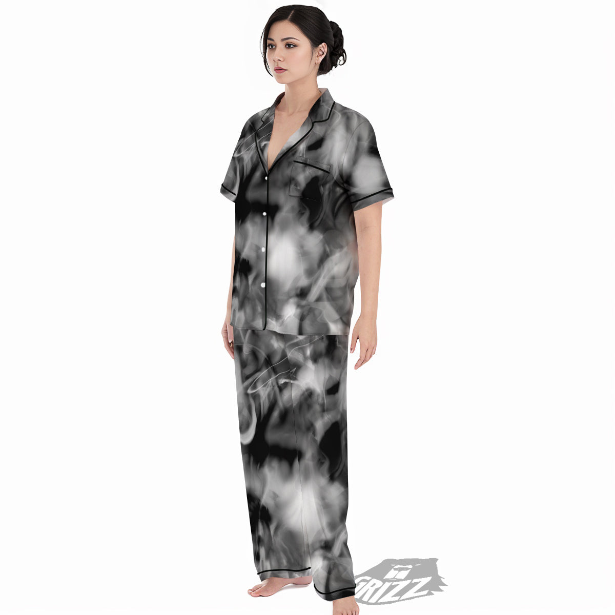 Abstract Psychedelic Liquid Smoke Print Women's Pajamas Set-grizzshop